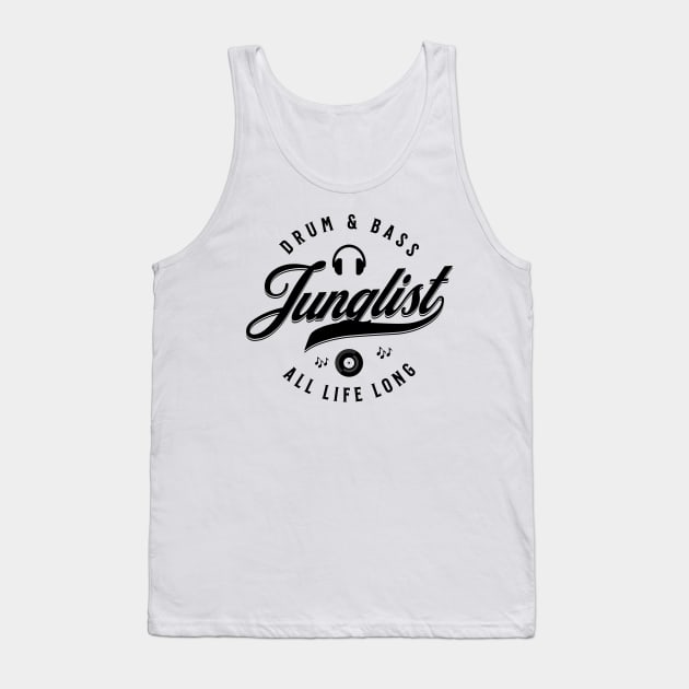 JUNGLIST  - Dnb For Life Font (Black) Tank Top by DISCOTHREADZ 